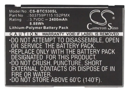 3.7V, 2400mAh, Li-Polymer Battery fits Blaupunkt, Lucca 5.3, 8.88Wh