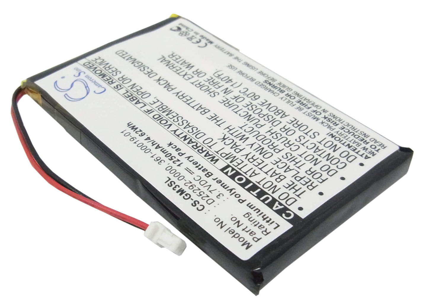 3.7V, 1250mAh, Li-Polymer Battery fits Garmin, Ique M3, Ique M4, 4.625Wh