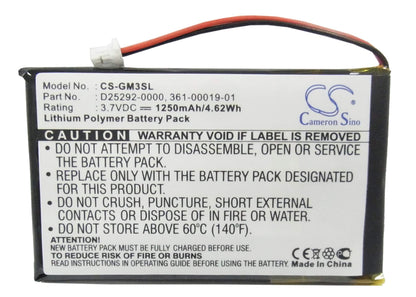 3.7V, 1250mAh, Li-Polymer Battery fits Garmin, Ique M3, Ique M4, 4.625Wh