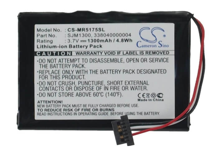 3.7V, 1300mAh, Li-ion Battery fits Magellan, Roadmate 5175-lm, Roadmate 5175tlm, 4.81Wh