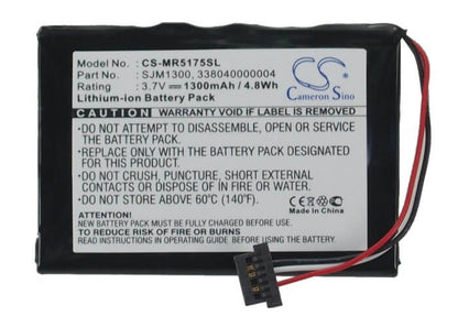 3.7V, 1300mAh, Li-ion Battery fits Magellan, Roadmate 5175-lm, Roadmate 5175tlm, 4.81Wh