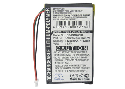 3.7V, 1250mAh, Li-Polymer Battery fits Garmin, Nuvi 465, Nuvi 465ltm, 4.625Wh