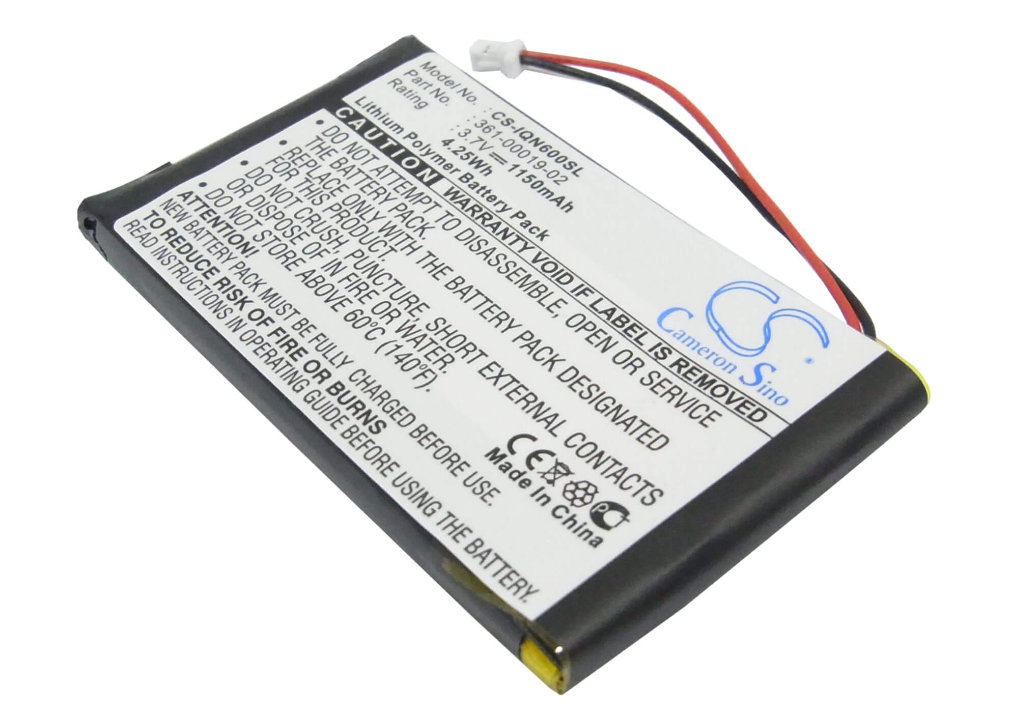 3.7V, 1150mAh, Li-Polymer Battery fits Garmin, Nuvi 600, Nuvi 610, 4.255Wh