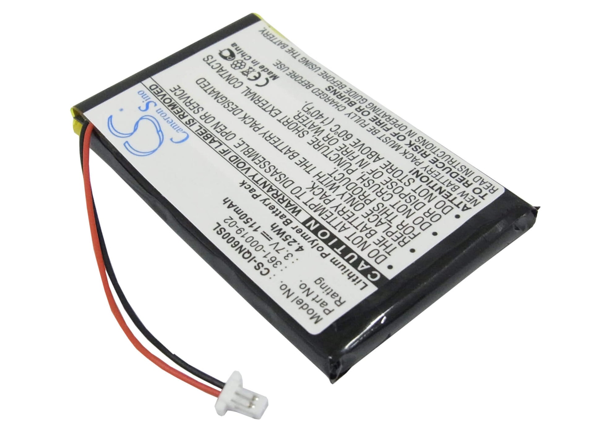 3.7V, 1150mAh, Li-Polymer Battery fits Garmin, Nuvi 600, Nuvi 610, 4.255Wh
