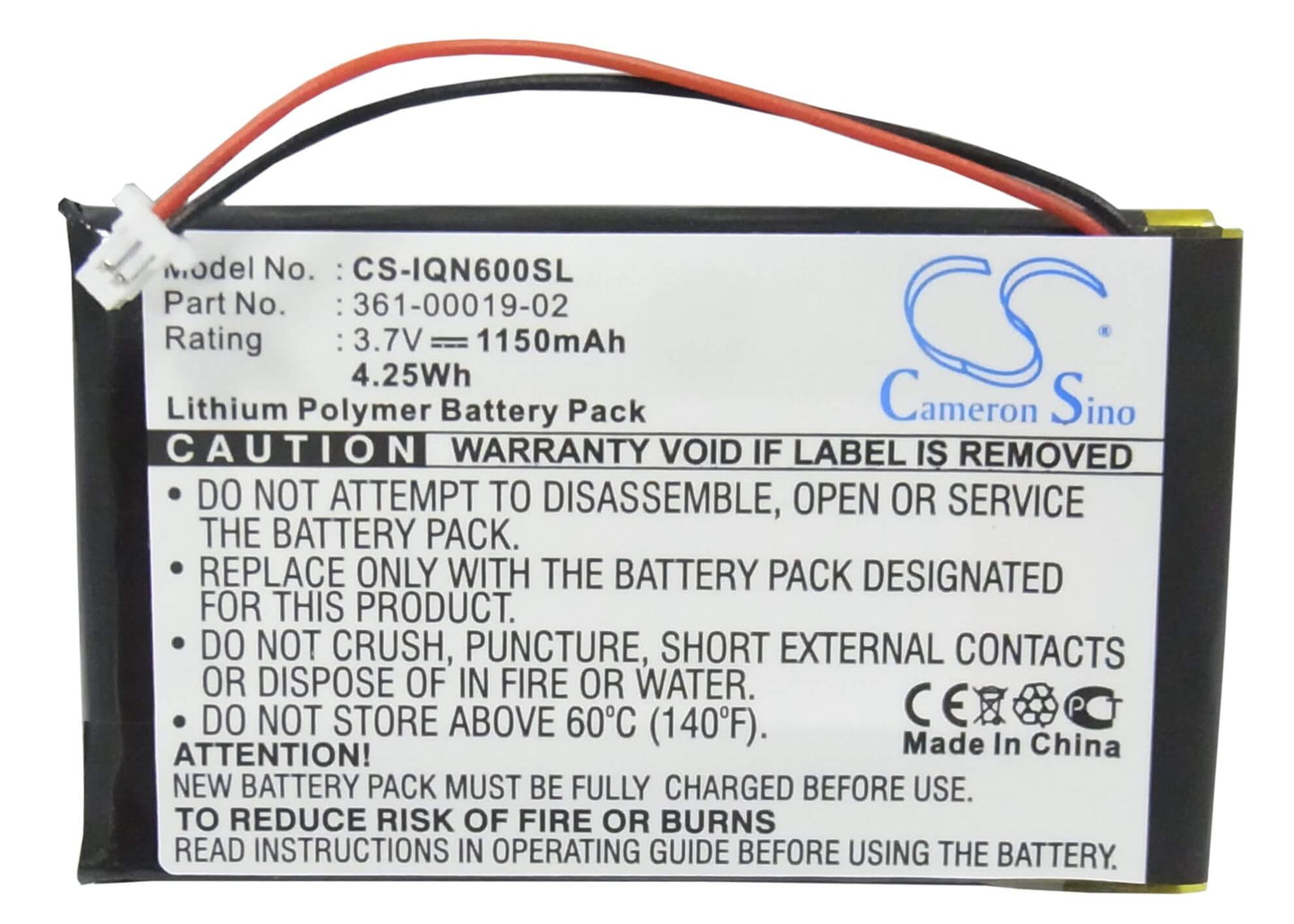 3.7V, 1150mAh, Li-Polymer Battery fits Garmin, Nuvi 600, Nuvi 610, 4.255Wh