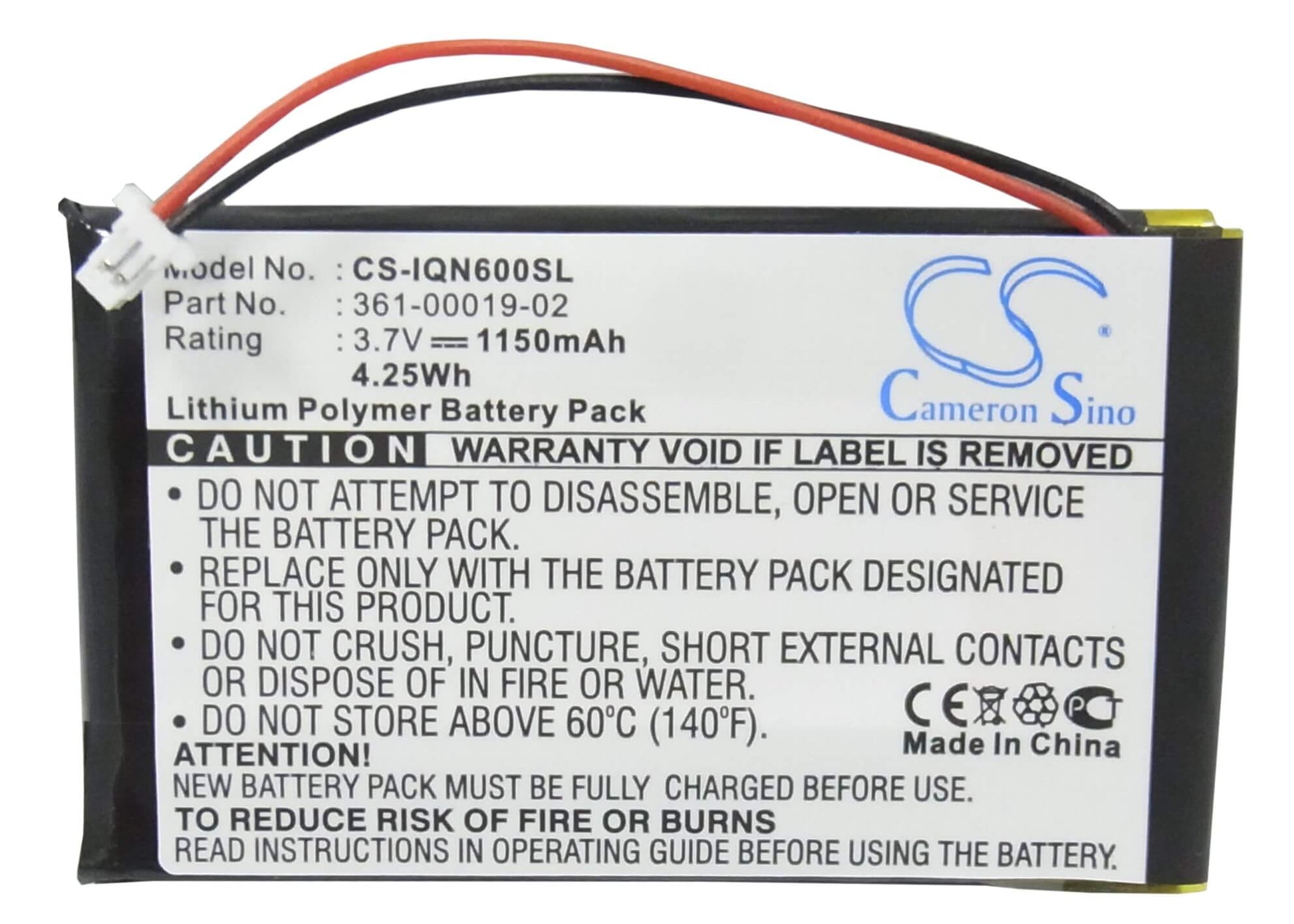 3.7V, 1150mAh, Li-Polymer Battery fits Garmin, Nuvi 600, Nuvi 610, 4.255Wh