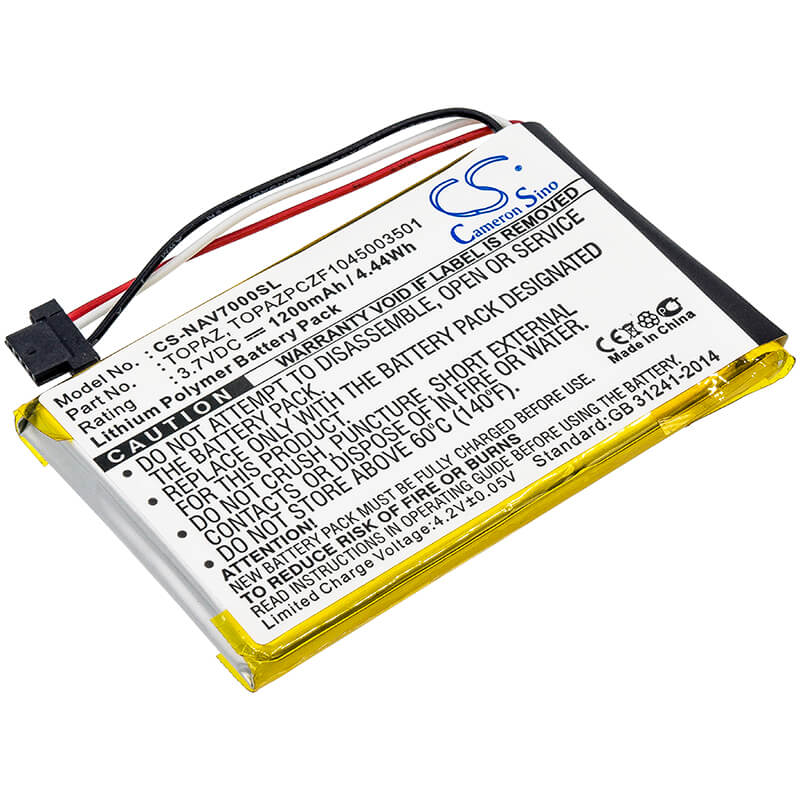 3.7V, 1200mAh, Li-Polymer Battery fits Navigon, 70 Easy, 70 Plus, 4.44Wh