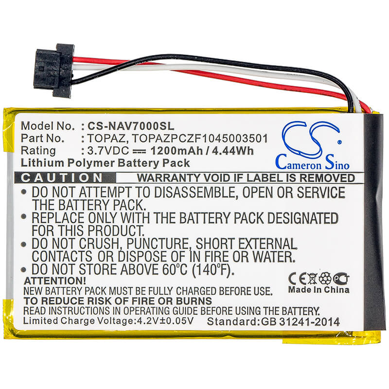 3.7V, 1200mAh, Li-Polymer Battery fits Navigon, 70 Easy, 70 Plus, 4.44Wh
