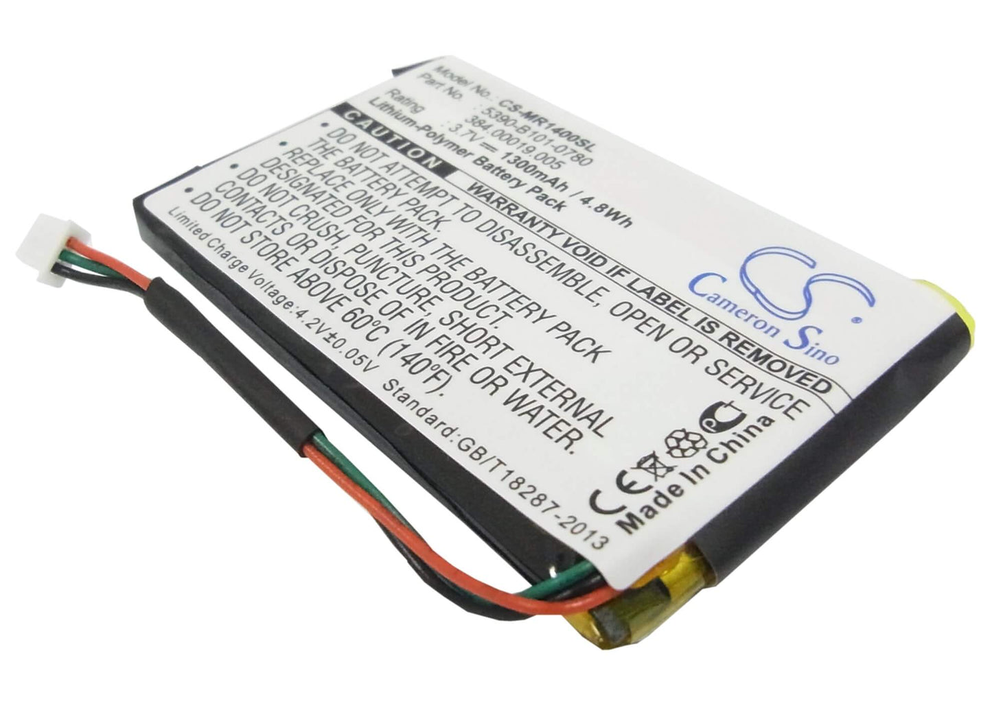3.7V, 1300mAh, Li-Polymer Battery fits Magellan, Roadmate 1400, Roadmate 1412, 4.81Wh