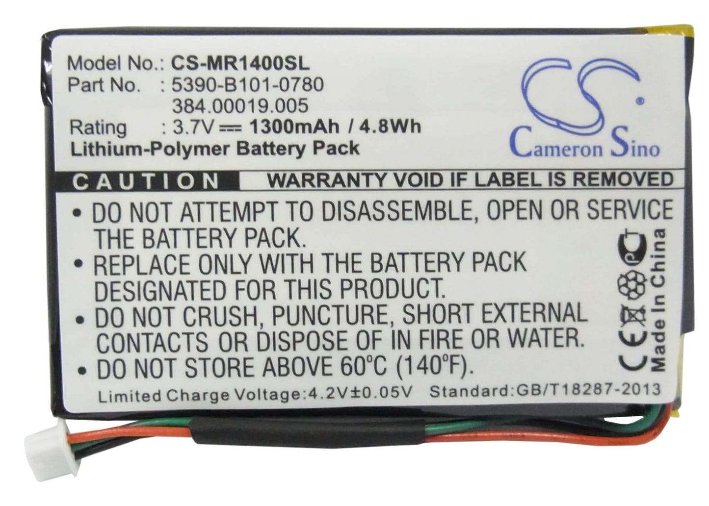 3.7V, 1300mAh, Li-Polymer Battery fits Magellan, Roadmate 1400, Roadmate 1412, 4.81Wh