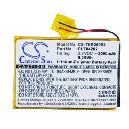 3.7V, 2500mAh, Li-Polymer Battery fits Teasi, One 2, 9.25Wh