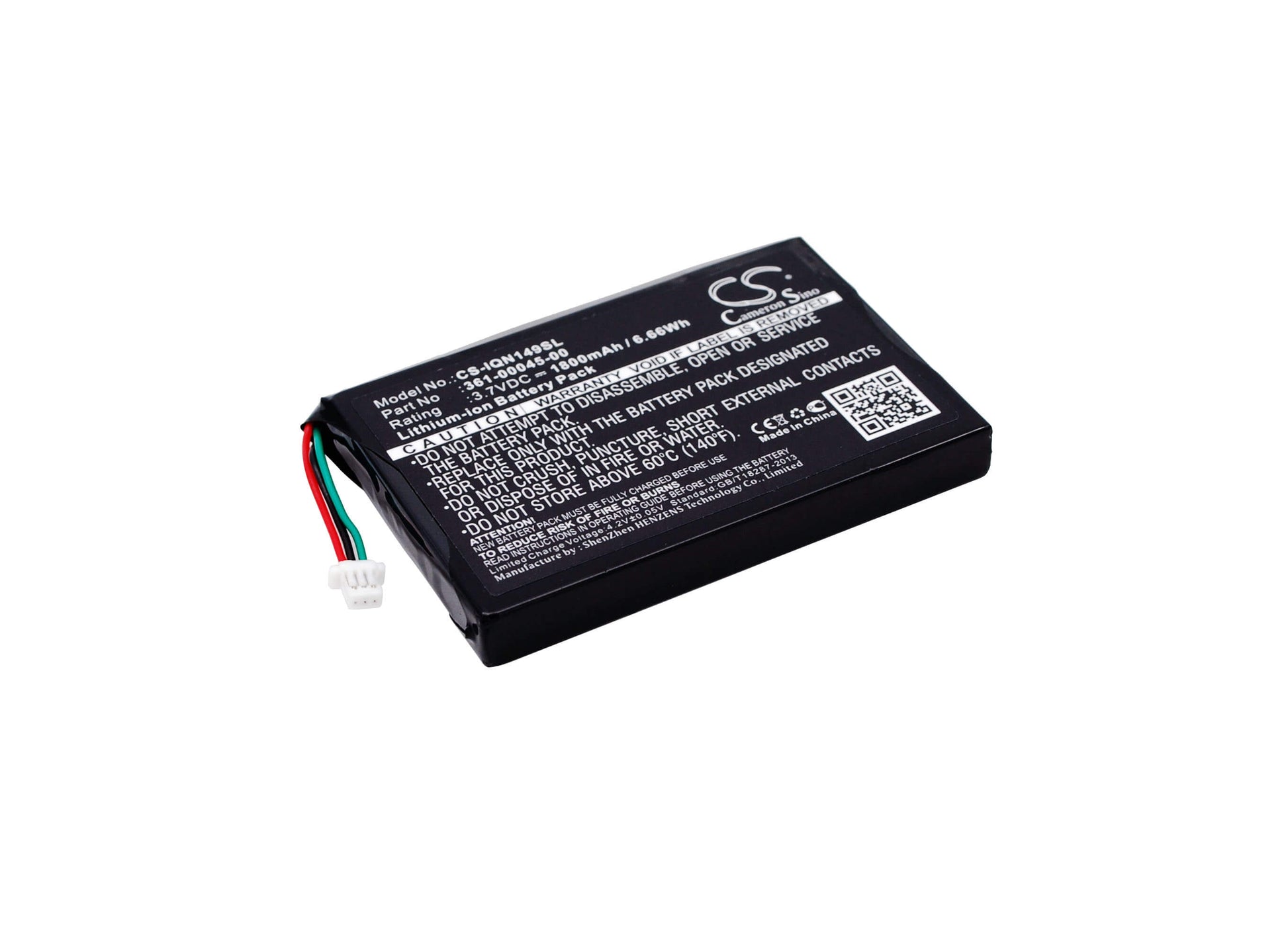 3.7V, 1800mAh, Li-ion Battery fits Garmin, Nuvi 1490tv, Nuvi 2585tv, 6.66Wh