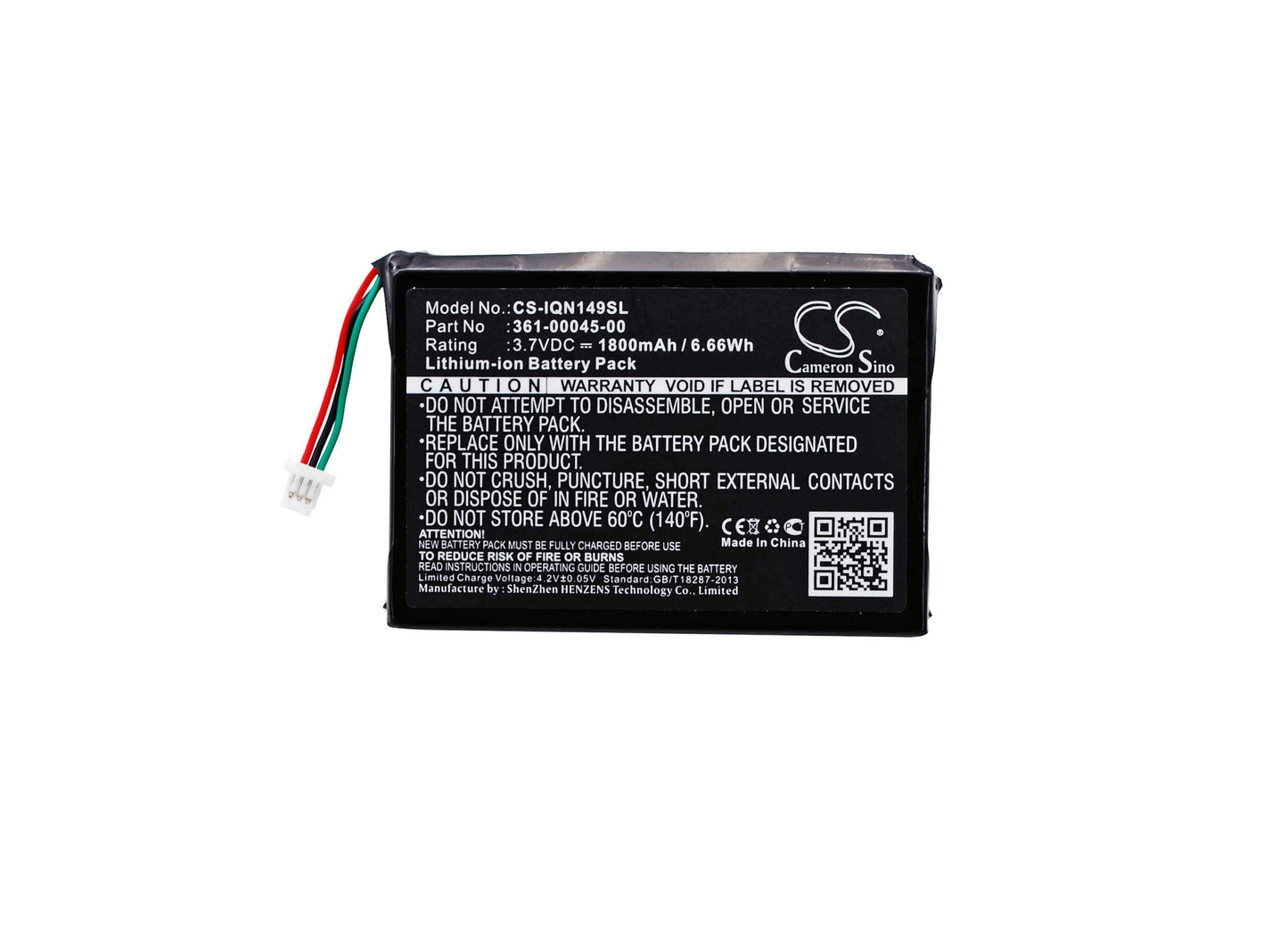 3.7V, 1800mAh, Li-ion Battery fits Garmin, Nuvi 1490tv, Nuvi 2585tv, 6.66Wh