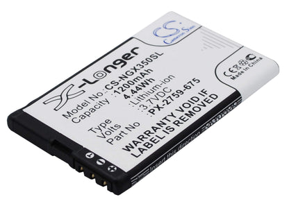 3.7V, 1200mAh, Li-ion Battery fits Navgear, Motorradnavi Slx-350, Tourmate Slx-350, 4.44Wh