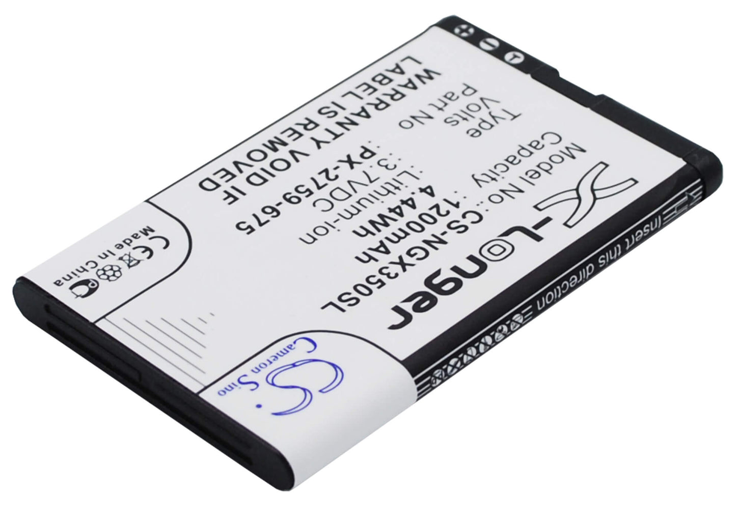3.7V, 1200mAh, Li-ion Battery fits Navgear, Motorradnavi Slx-350, Tourmate Slx-350, 4.44Wh