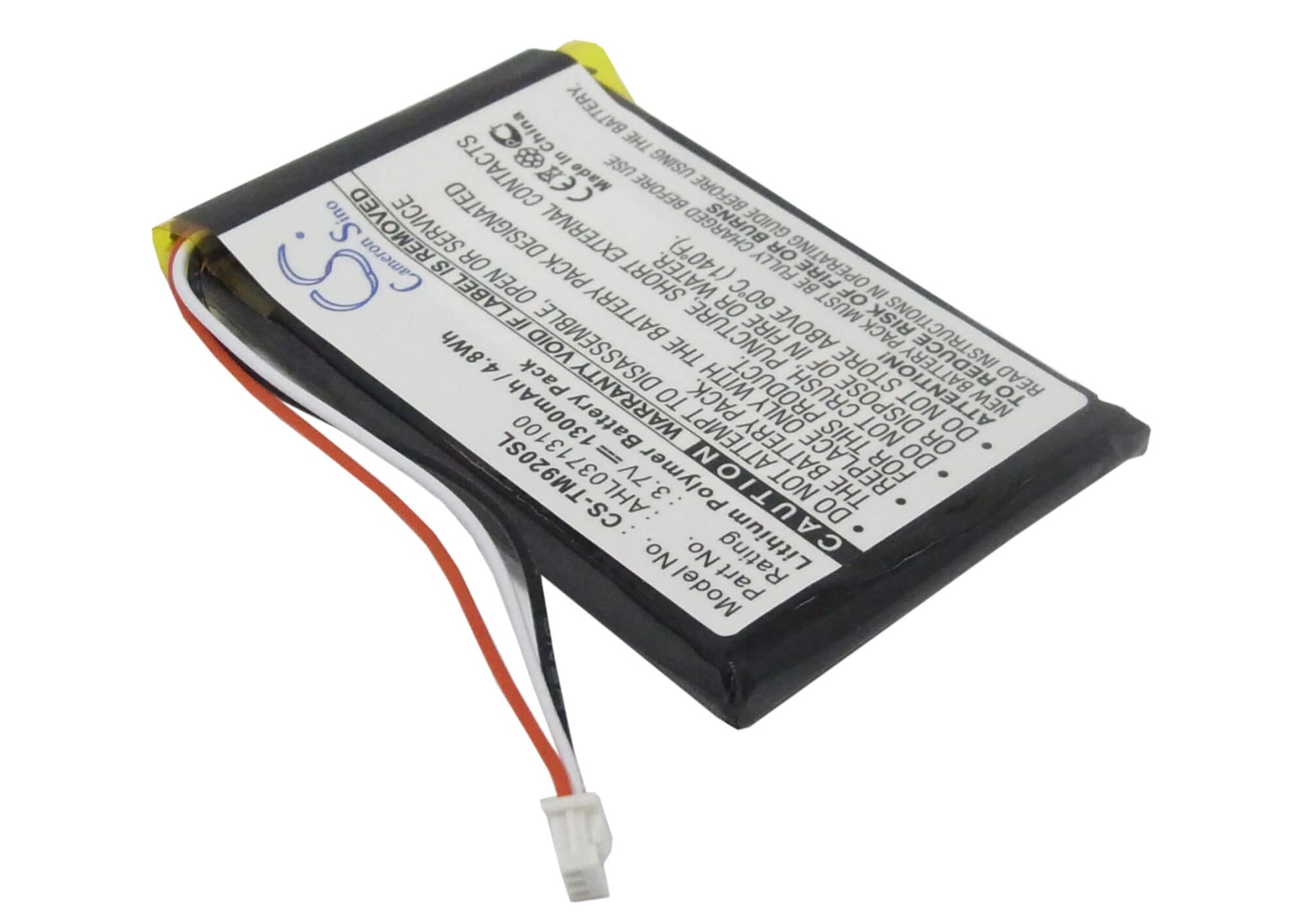 3.7V, 1300mAh, Li-Polymer Battery fits Tomtom, 340s Live Xl, Go 920, 4.81Wh