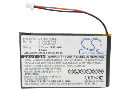 3.7V, 1250mAh, Li-Polymer Battery fits Garmin, Nuvi 700 ( 2 Wires ), 4.625Wh