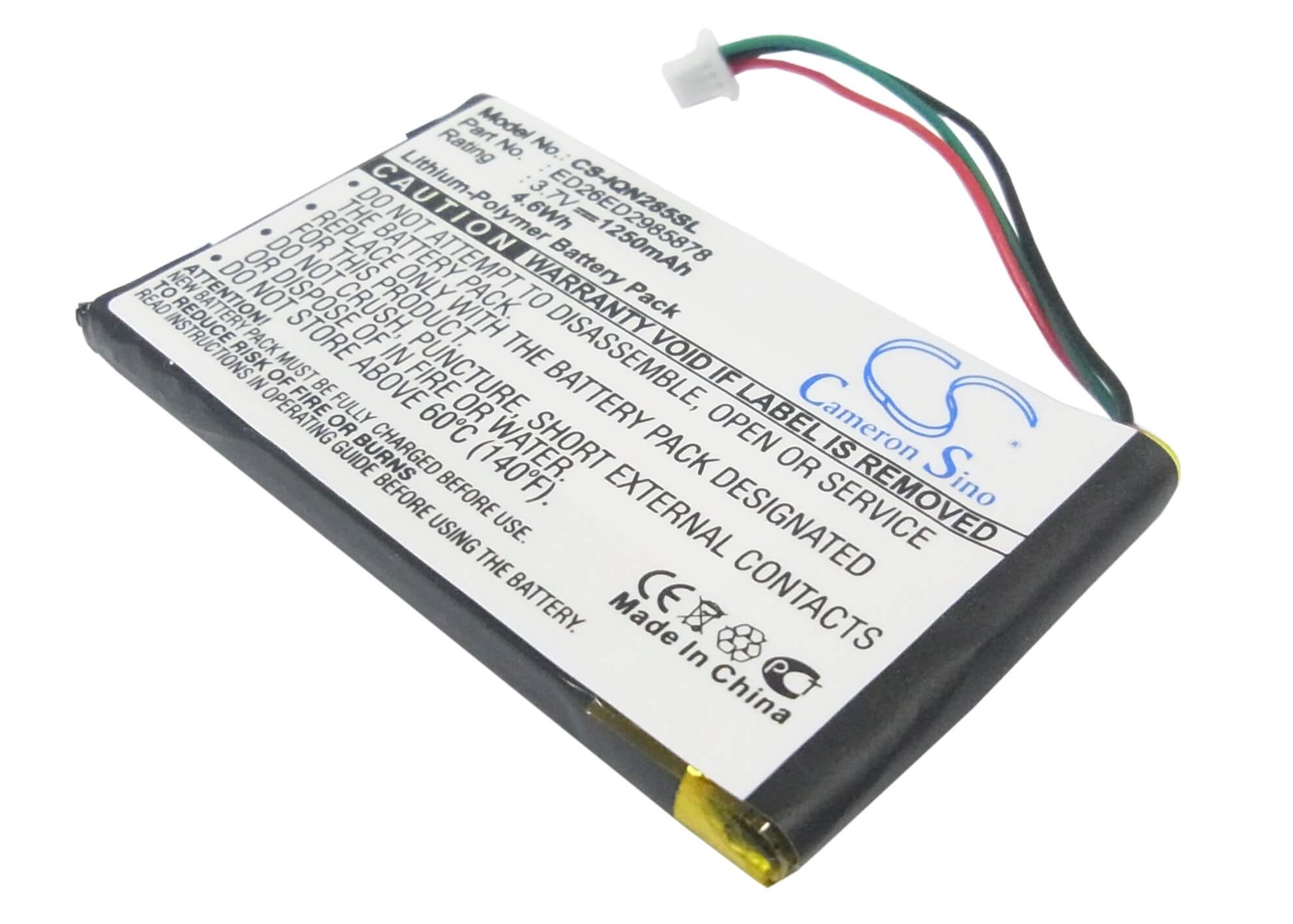 3.7V, 1250mAh, Li-Polymer Battery fits Garmin, Nuvi 285, Nuvi 285w, 4.625Wh