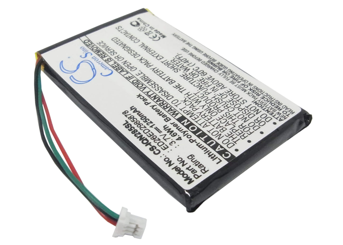 3.7V, 1250mAh, Li-Polymer Battery fits Garmin, Nuvi 285, Nuvi 285w, 4.625Wh
