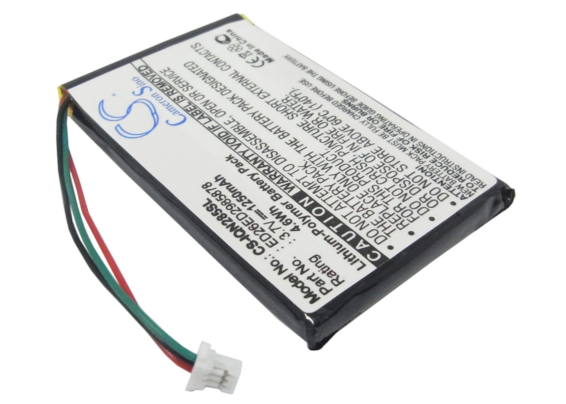 3.7V, 1250mAh, Li-Polymer Battery fits Garmin, Nuvi 285, Nuvi 285w, 4.625Wh