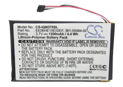 3.7V, 1200mAh, Li-Polymer Battery fits Garmin, Nuvi 3700, Nuvi 3760, 4.44Wh