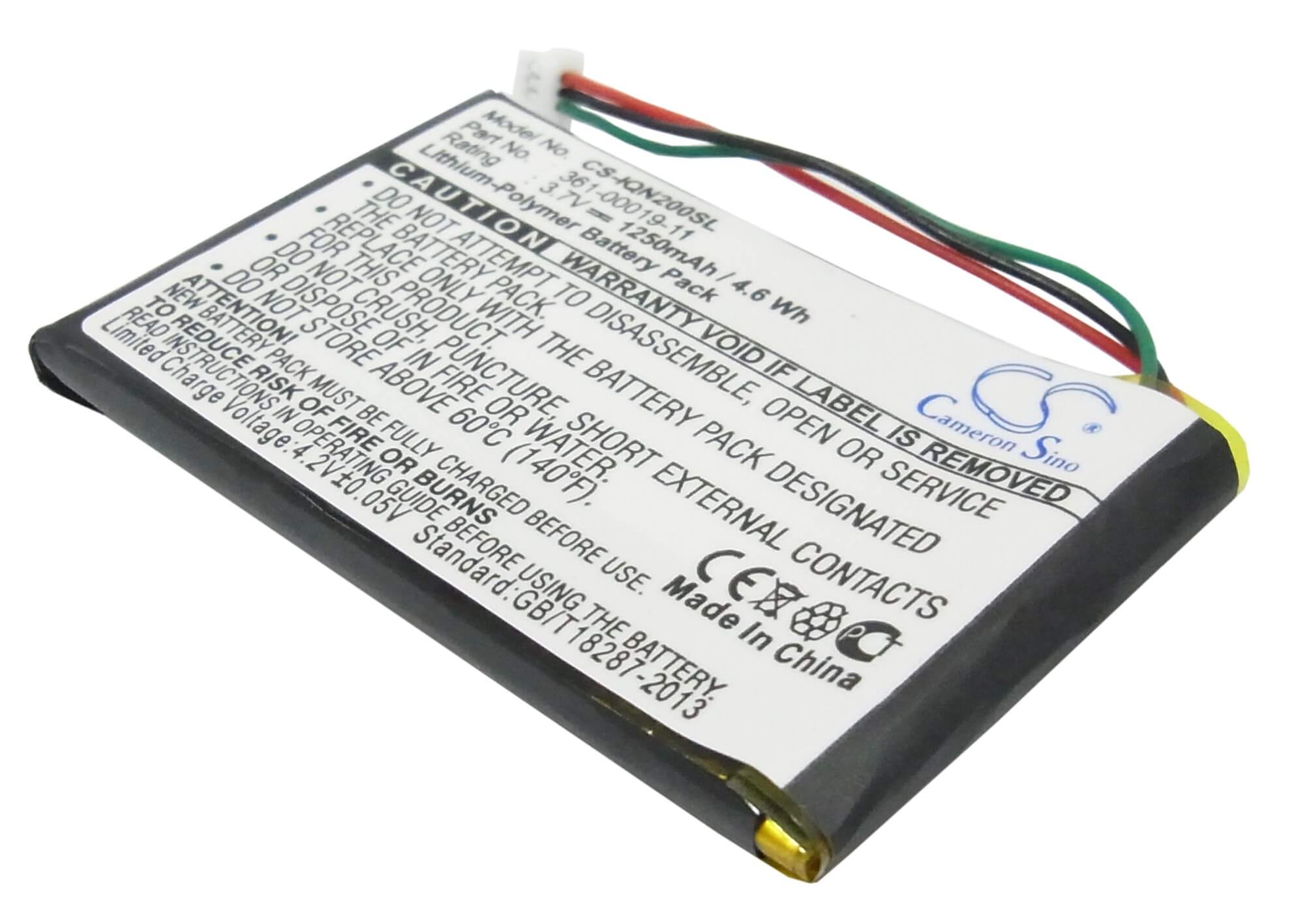 3.7V, 1250mAh, Li-Polymer Battery fits Garmin, Nuvi 200, Nuvi 200w, 4.625Wh
