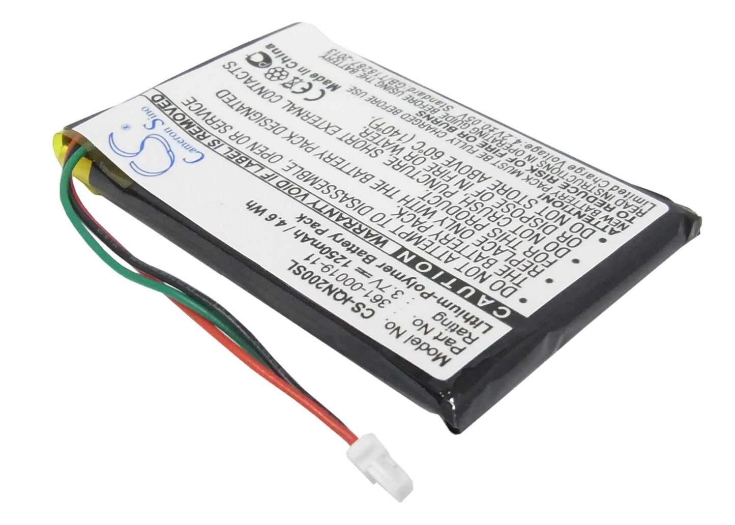 3.7V, 1250mAh, Li-Polymer Battery fits Garmin, Nuvi 200, Nuvi 200w, 4.625Wh