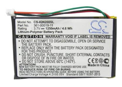 3.7V, 1250mAh, Li-Polymer Battery fits Garmin, Nuvi 200, Nuvi 200w, 4.625Wh