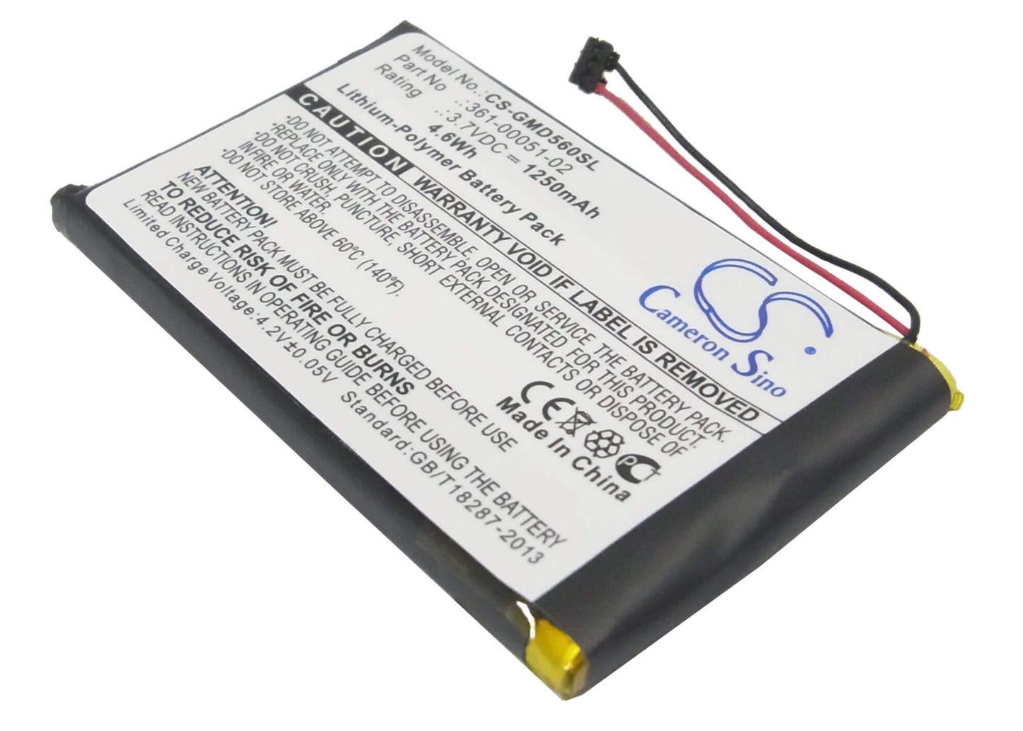 3.7V, 1250mAh, Li-Polymer Battery fits Garmin, Dezl 560lmt, Dezl 560lt, 4.625Wh