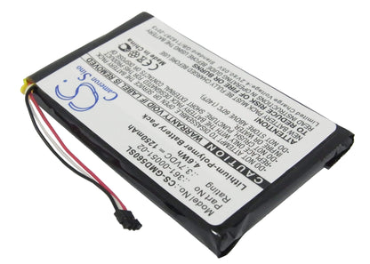 3.7V, 1250mAh, Li-Polymer Battery fits Garmin, Dezl 560lmt, Dezl 560lt, 4.625Wh