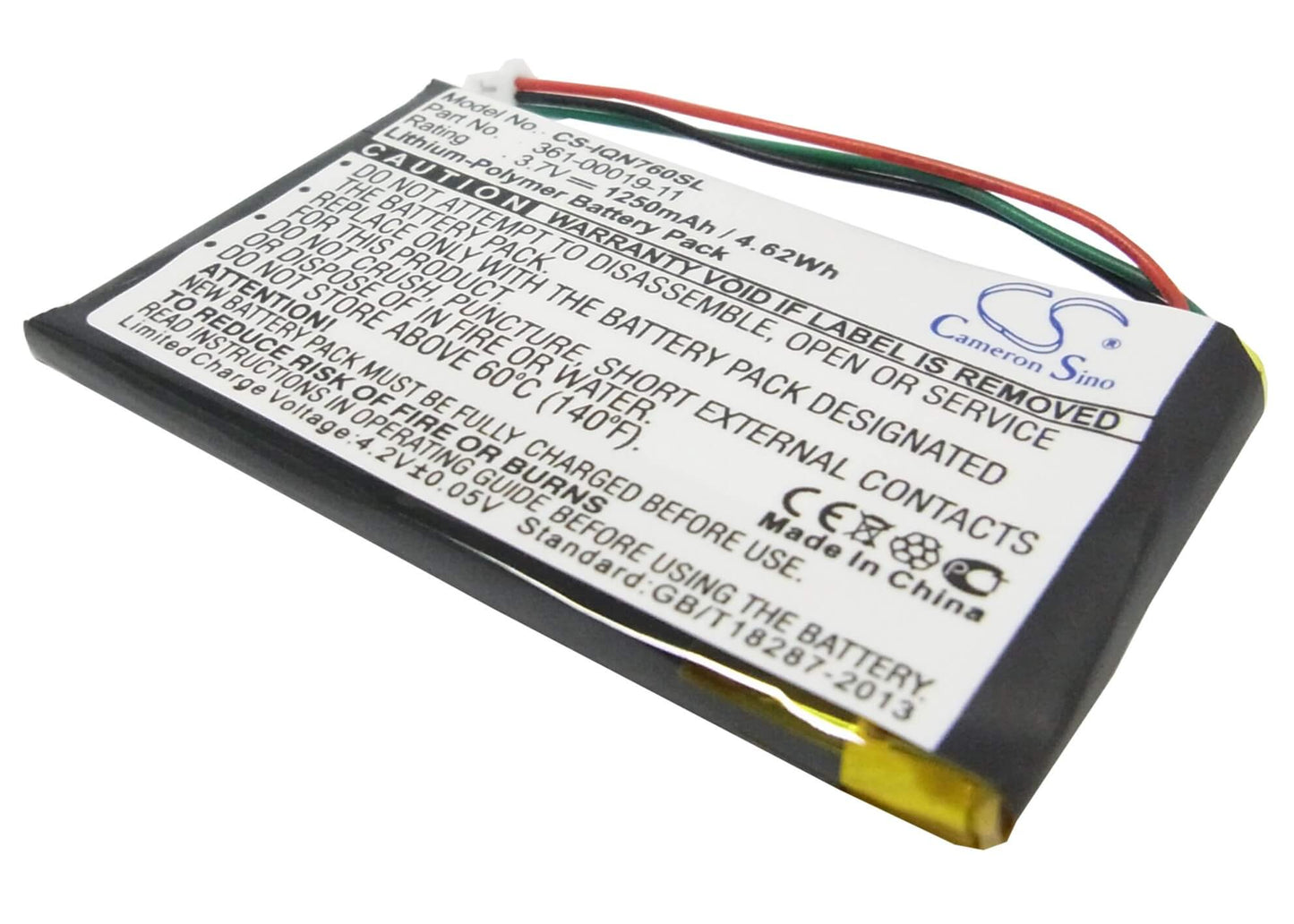 3.7V, 1250mAh, Li-Polymer Battery fits Garmin, Nuvi 3590, Nuvi 3590lmt, 4.625Wh