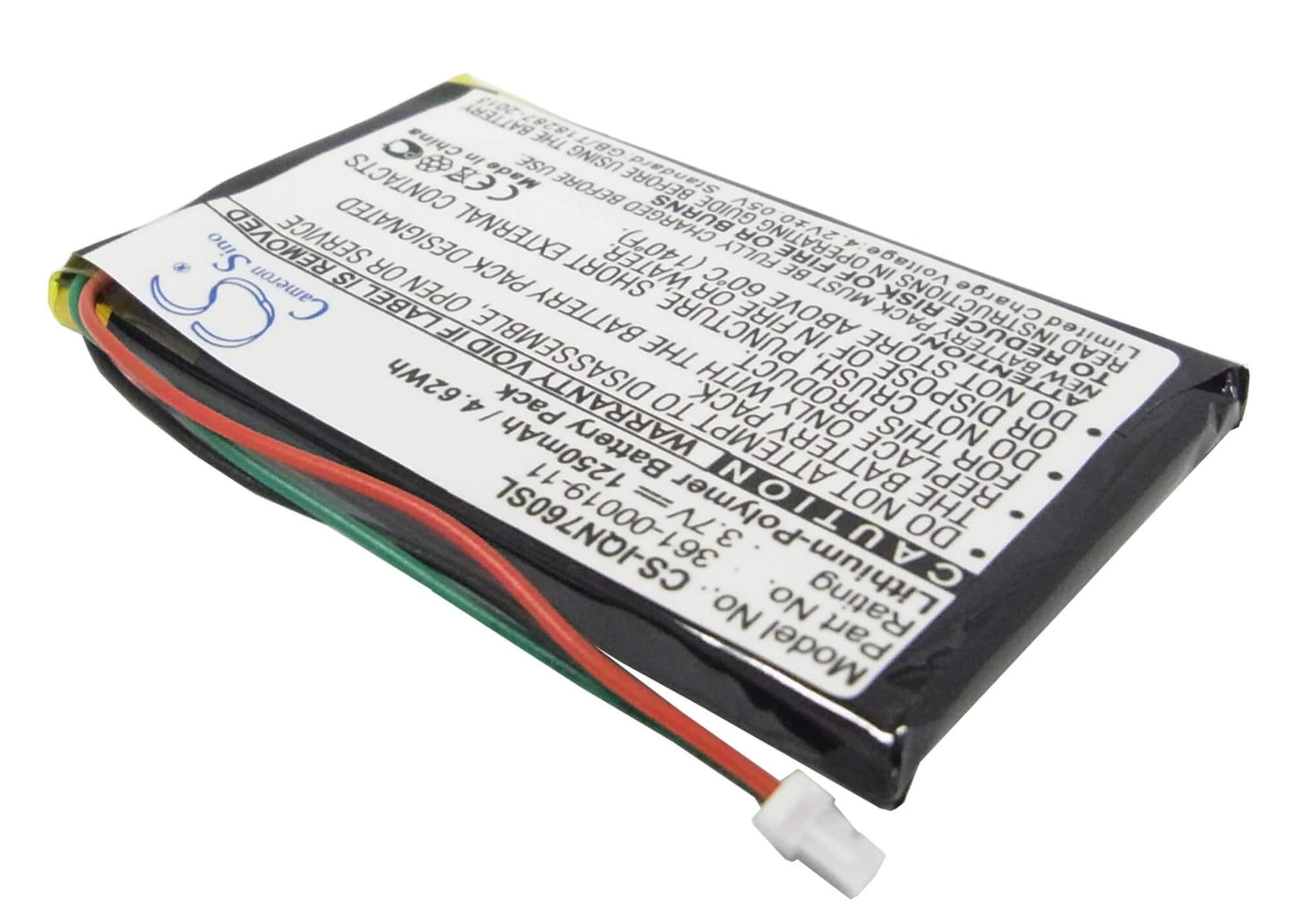 3.7V, 1250mAh, Li-Polymer Battery fits Garmin, Nuvi 3590, Nuvi 3590lmt, 4.625Wh