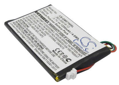 3.7V, 1250mAh, Li-Polymer Battery fits Garmin, Edge 605, Edge 705, 4.625Wh
