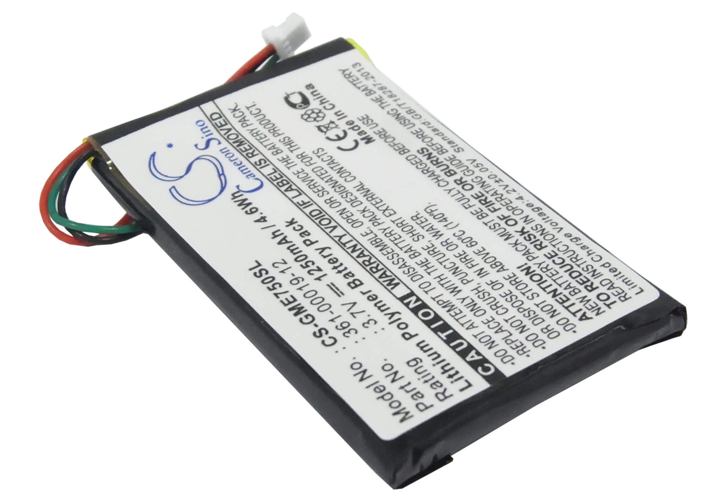 3.7V, 1250mAh, Li-Polymer Battery fits Garmin, Edge 605, Edge 705, 4.625Wh