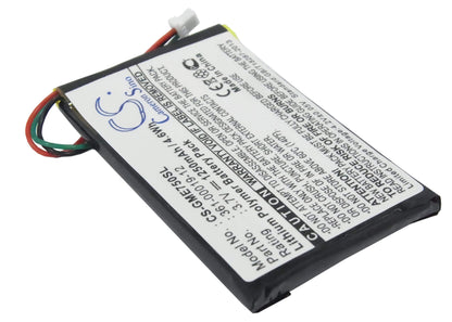 3.7V, 1250mAh, Li-Polymer Battery fits Garmin, Edge 605, Edge 705, 4.625Wh