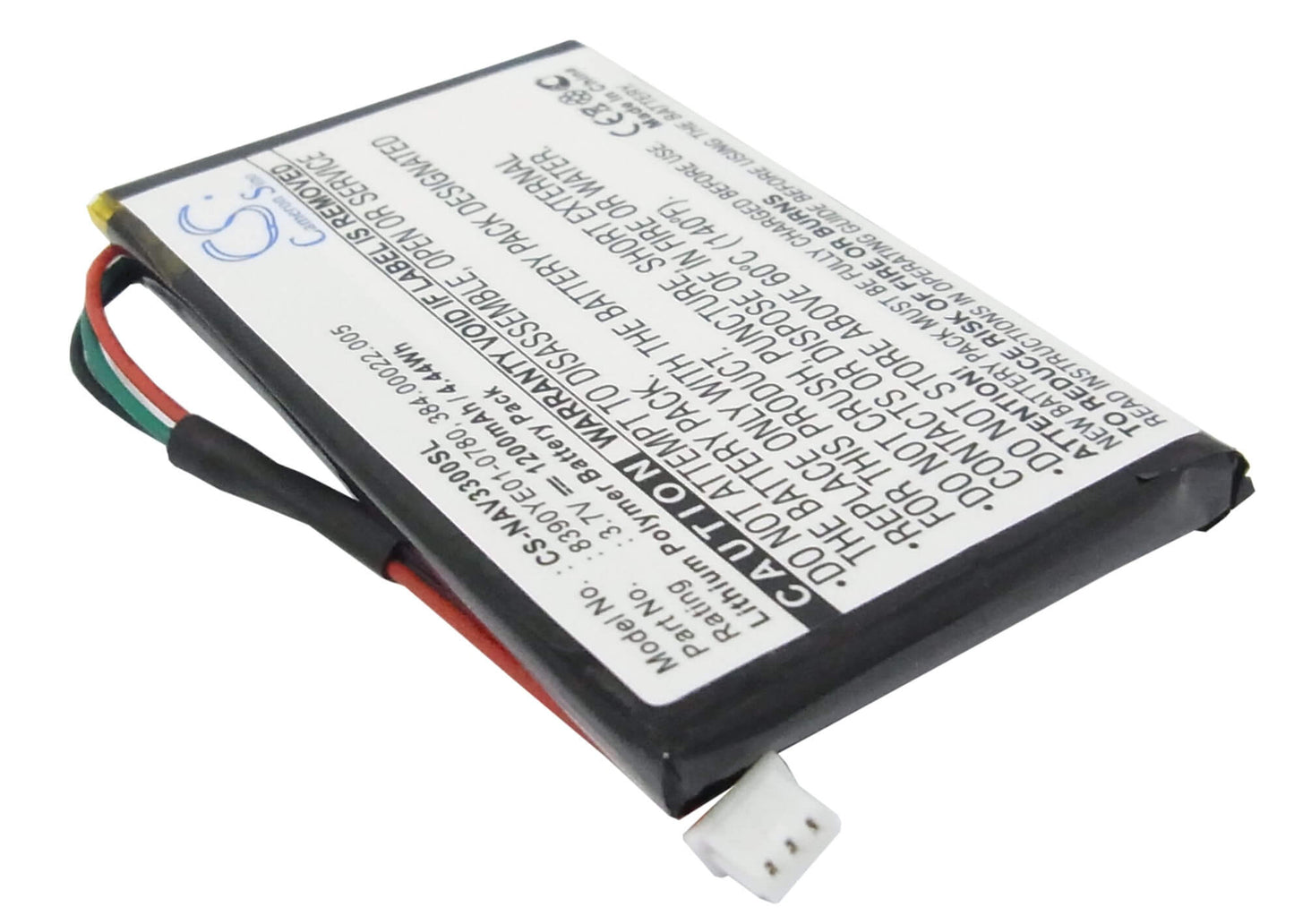 3.7V, 1200mAh, Li-Polymer Battery fits Navigon, 3300, 3310, 4.44Wh
