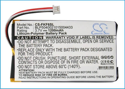 3.7V, 1200mAh, Li-Polymer Battery fits Falk, F3, F4, 4.44Wh