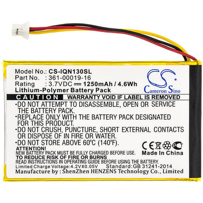 3.7V, 1250mAh, Li-Polymer Battery fits Garmin, Nuvi 1300, Nuvi 1340t Pro, 4.625Wh