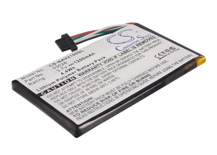 3.7V, 1200mAh, Li-Polymer Battery fits Navigon, 2100 Max, 2110 Max, 4.44Wh