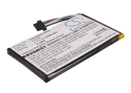 3.7V, 1200mAh, Li-Polymer Battery fits Navigon, 2100 Max, 2110 Max, 4.44Wh