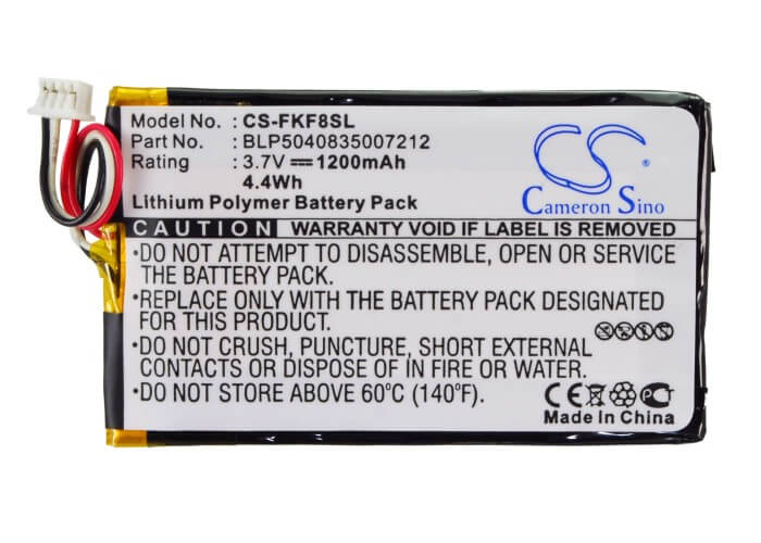 3.7V, 1200mAh, Li-Polymer Battery fits Falk, F10, F12, 4.44Wh