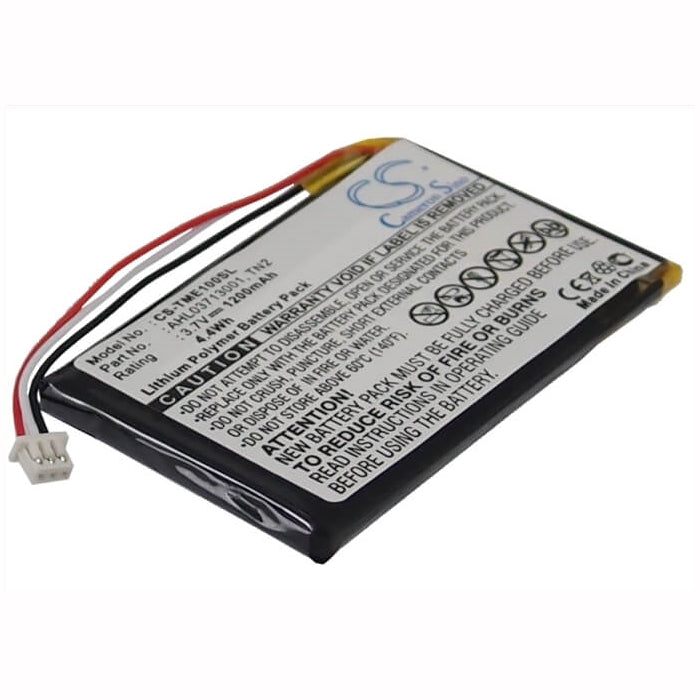 3.7V, 1200mAh, Li-Polymer Battery fits Tomtom, Avn4430, Eclipse, 4.44Wh