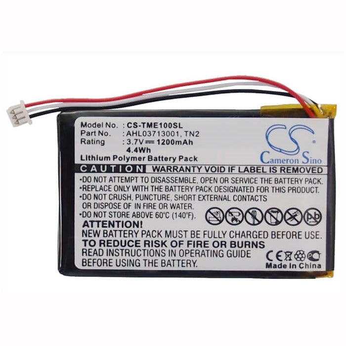 3.7V, 1200mAh, Li-Polymer Battery fits Tomtom, Avn4430, Eclipse, 4.44Wh