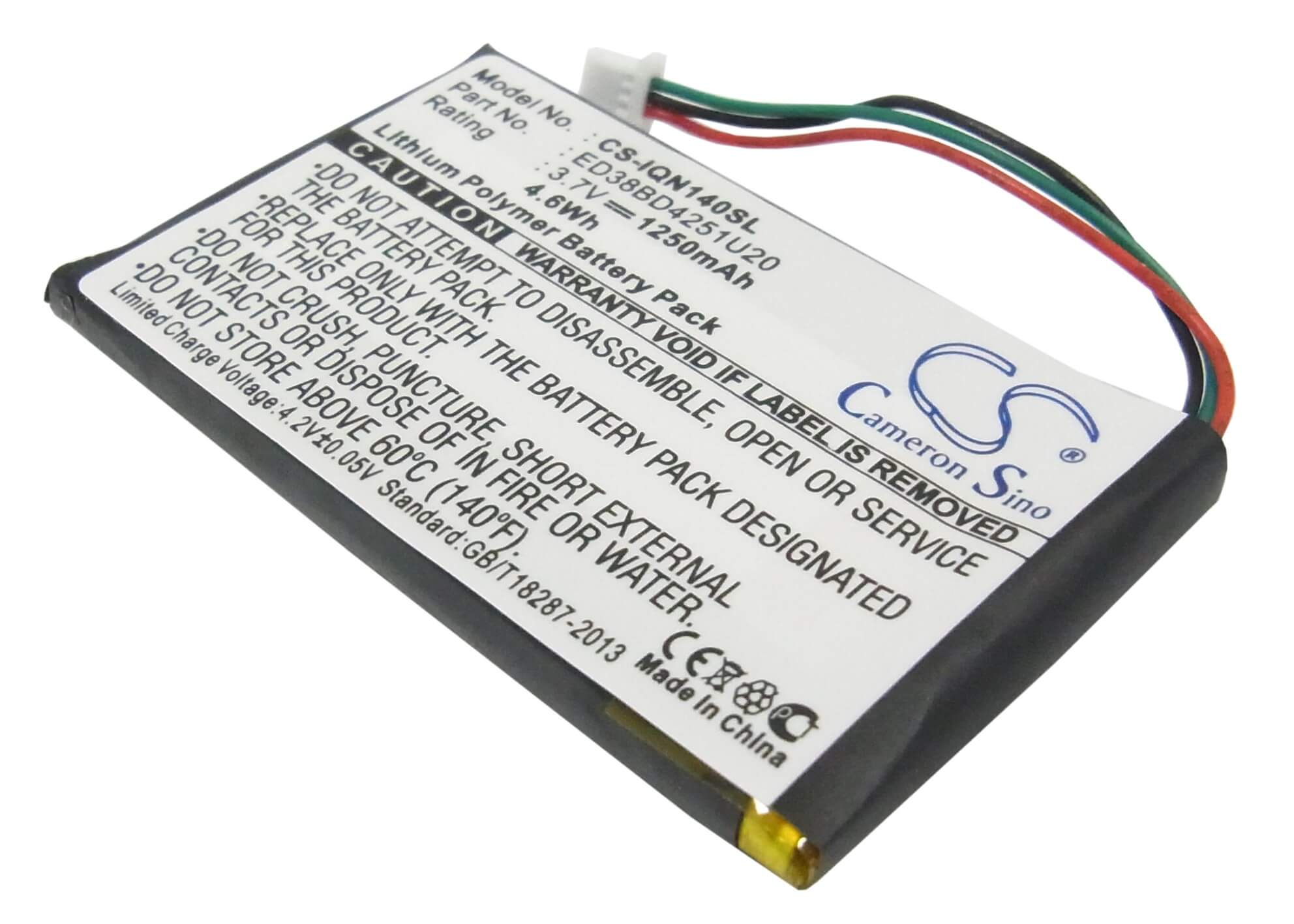 3.7V, 1250mAh, Li-Polymer Battery fits Garmin, Nuvi 1400, Nuvi 1450, 4.625Wh
