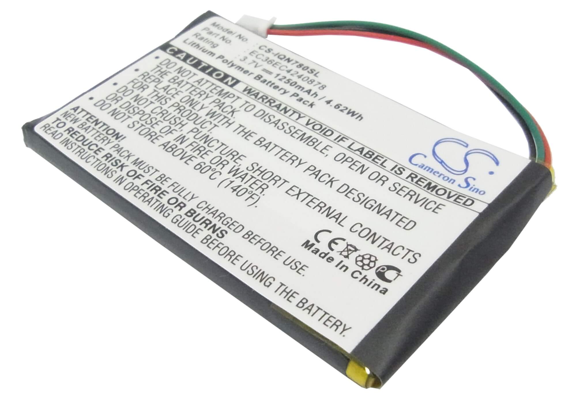 3.7V, 1250mAh, Li-Polymer Battery fits Garmin, Nuvi 780, Nuvi 780t, 4.625Wh