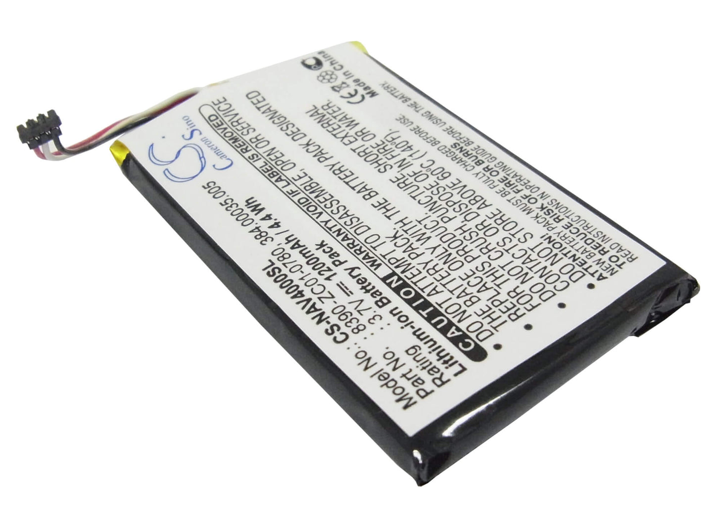 3.7V, 1200mAh, Li-Polymer Battery fits Navigon, 40 Easy, 40 Plus, 4.44Wh