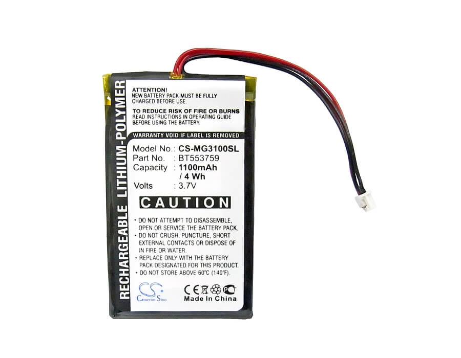 3.7V, 1100mAh, Li-Polymer Battery fits Typhoon, Myguide 3100, 4.07Wh