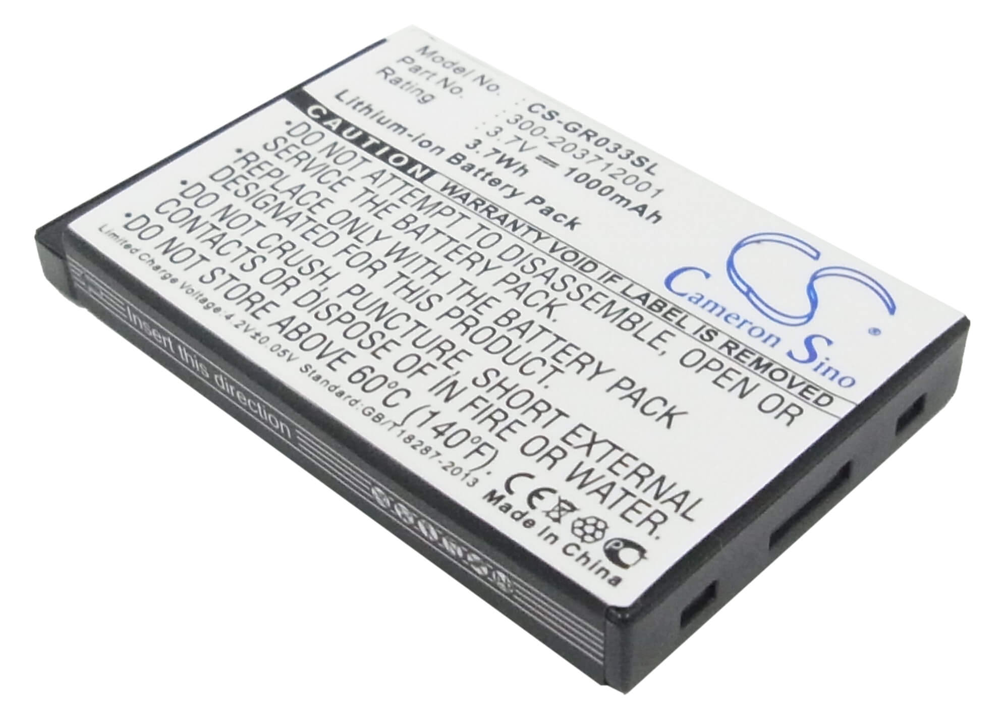 3.7V, 1000mAh, Li-ion Battery fits Rikaline, 6030, Gps-6033, 3.7Wh