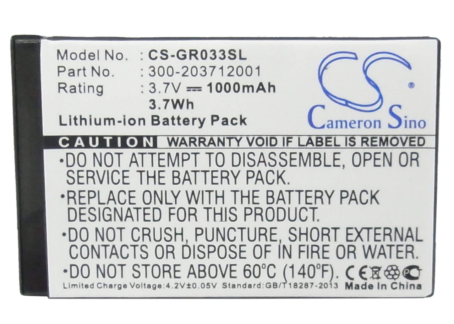3.7V, 1000mAh, Li-ion Battery fits Rikaline, 6030, Gps-6033, 3.7Wh