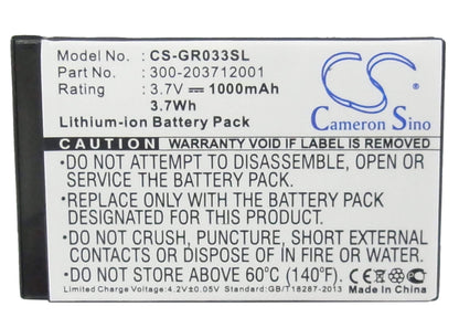 3.7V, 1000mAh, Li-ion Battery fits Rikaline, 6030, Gps-6033, 3.7Wh